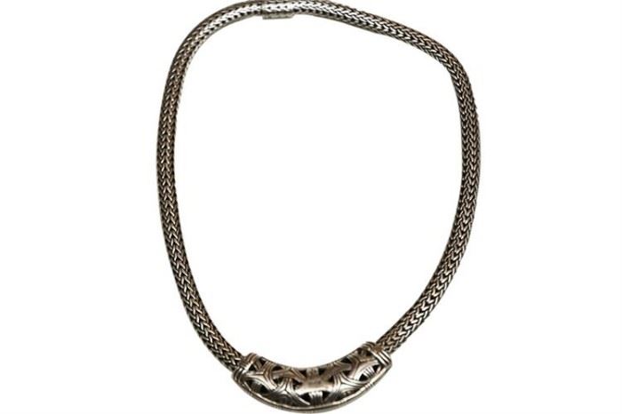208. Sterling Silver Chain mail Rope Necklace with Slide Collar