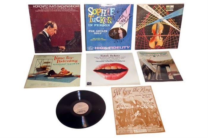334. Signed Sophie Tucker Record and Other Musical Related Items