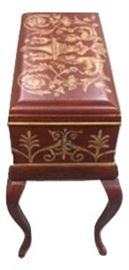 E9- Two Piece Red Filigree Box on Pedal stool