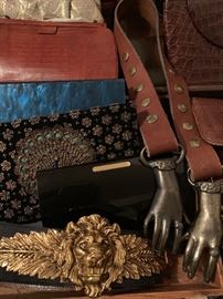 Bakelite clutches 
1960’s Leather belts 