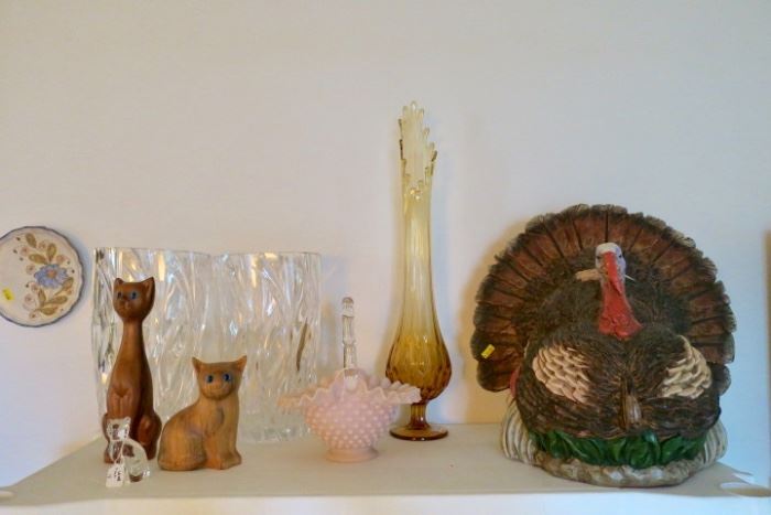 Fenton Swung Vase & Pink Fenton Hobnail basket