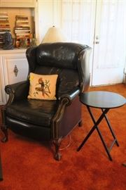 Pair of Navy Leather Recliners