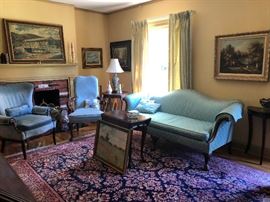 Antique silk and down sofa