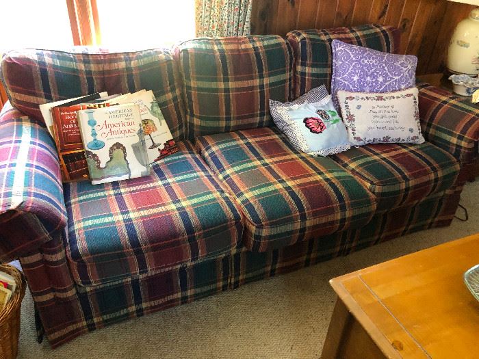 Masculine plaid sofa, good for frat houses and man caves