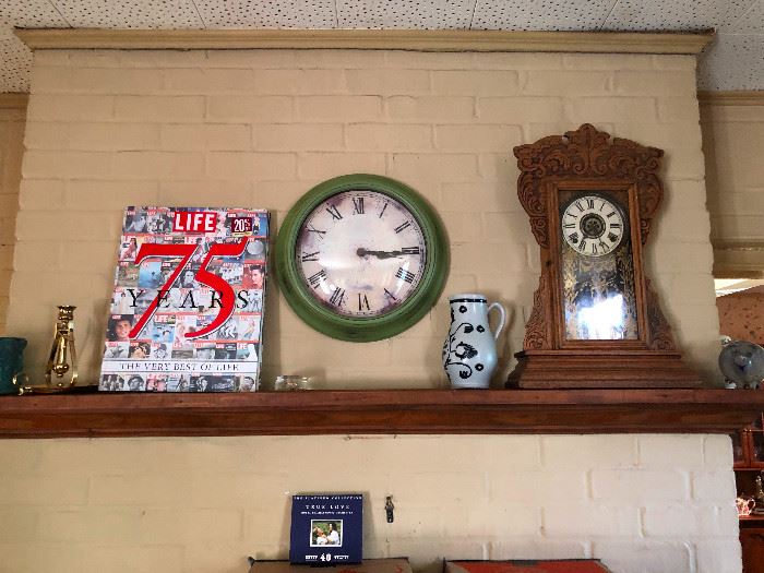 Vintage LIFE magazines, antique kitchen clocks