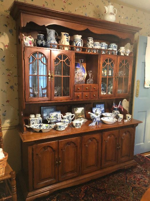 Thomasville antique cherry wood china cabinet