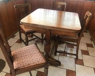 Pull-Out Table and Chairs,  Oak