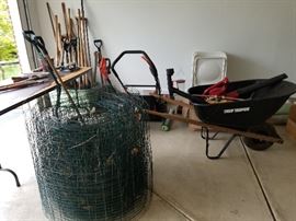 Yard Hand Tools $5.00 Each, Lawn Mower $100.00, Wheel Barrel $25.00