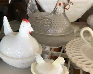 Glass Nesting hens