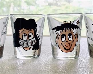 Cartoon shot glasses, whimsical barware