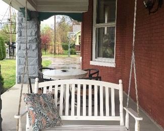 This swing is a must have for your front porch, all you need is the lemonade!