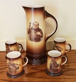 German Monk Stein with Four Cups
