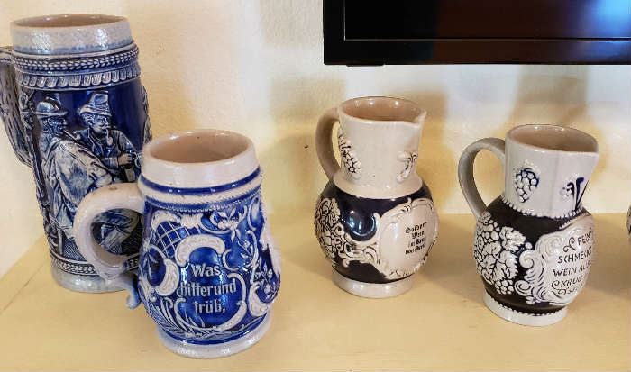 German Stoneware Steins and Jugs
