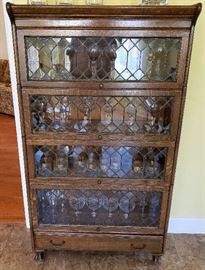 Antique Leaded Glass Stacking Lawyer's Bookcase