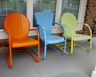 painted vintage metal chairs - Fun!