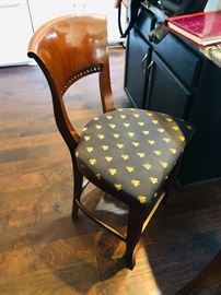 4 matching bar chairs - navy and gold/yellowish