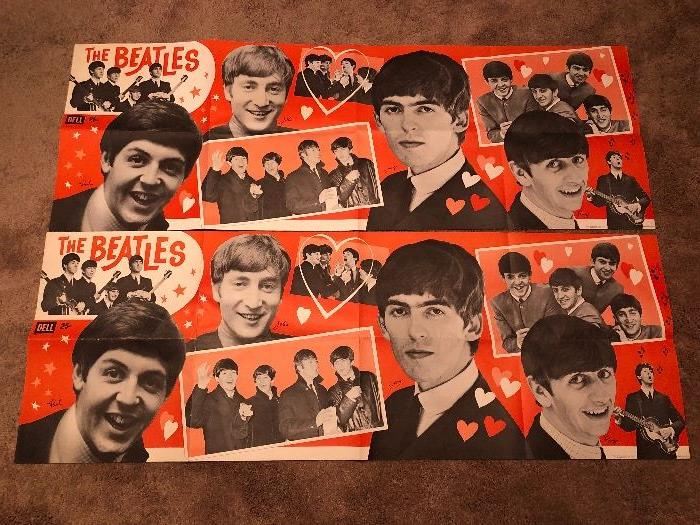 (“2” ) The Beatles Original 1964 Dell Banner Poster  18” x 53”