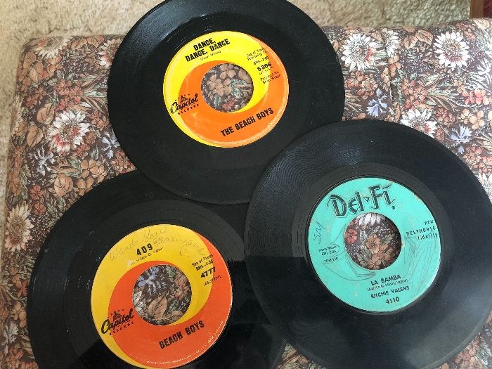 45’s - Beach Boys and Richie Valens Records along with many more!