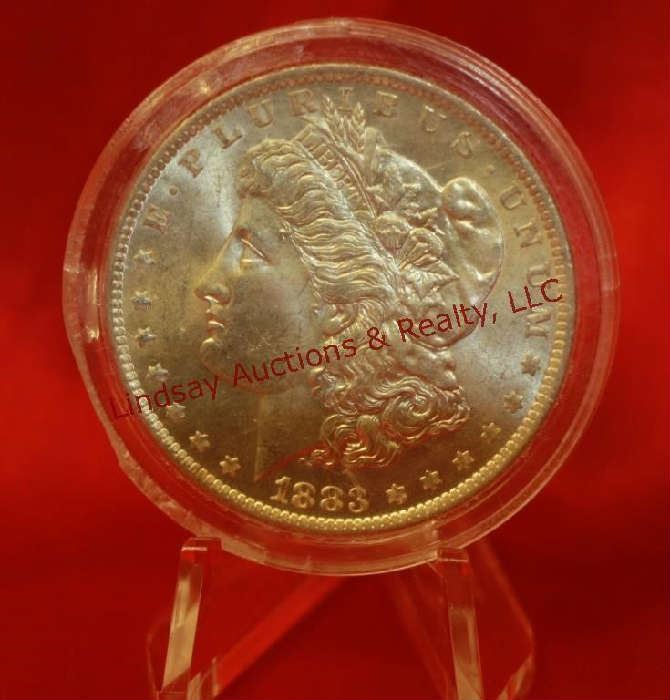 7 - 1883-O US Silver Morgan Dollar Uncirculated 
