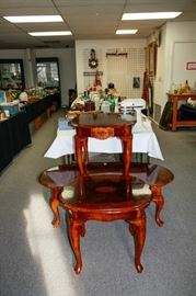 coffee table and side tables, vintage mixer,