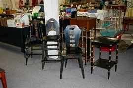 Pa. Dutch painted chairs and small side table