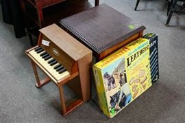 Granite top game table, childs piano
