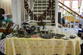Glassware, silver plate items