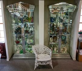 Two Mastercraft display cabinets. Religious pieces, dining pieces