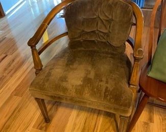 #12 button back brown curved back side chair $75.00