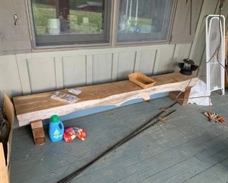 #30 handmade 1/2 log bench 6 foot HEAVY you move $120