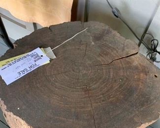 #34 (2) log end tables solid wood 100.00 ea.
