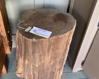 #34 (2) log end tables solid wood 100.00 ea.