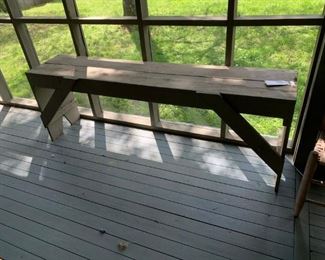 #50 wood bench painted green $80.00