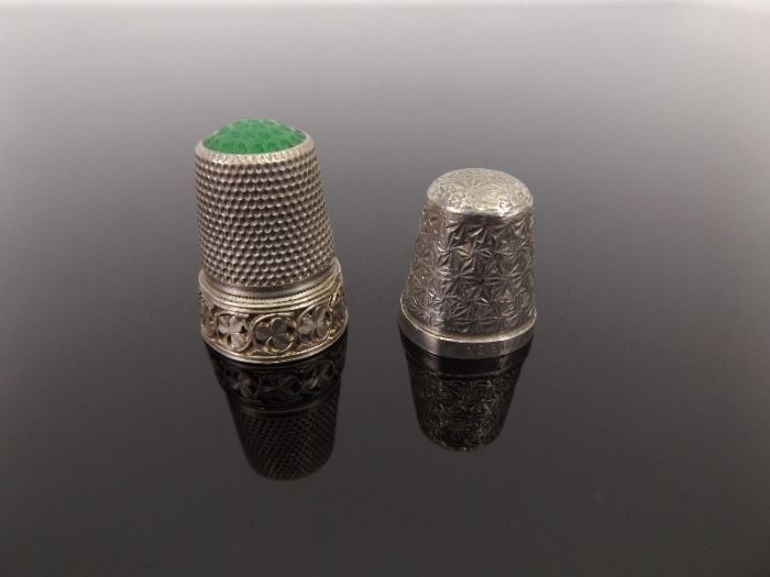 2 Antique .925 Sterling Silver Thimbles
