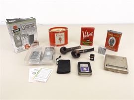 Lot of Zippo Lighters, Pipes, Antique Tobacciana, etc.