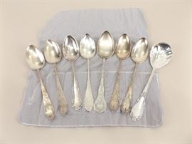 11.43 Ounces (323.9 Grams) of Antique .830 Silver Large Serving Spoons