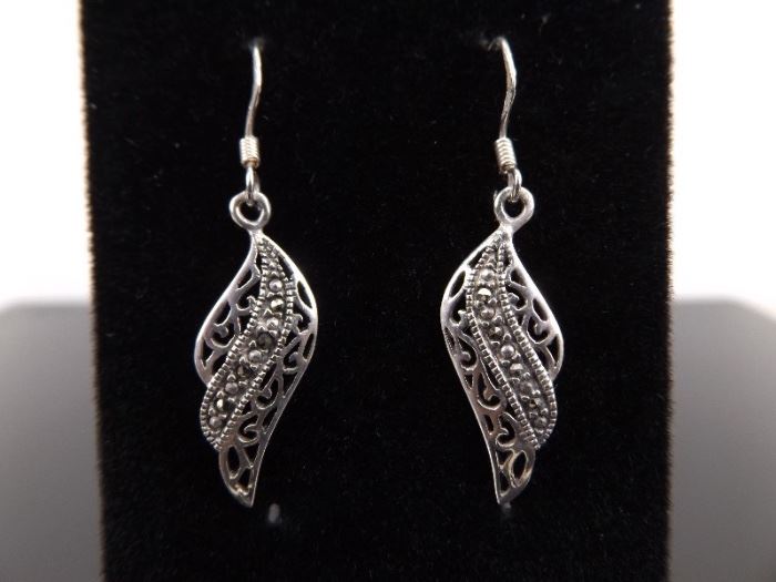.925 Sterling Silver Art Nouveau Angel Wings Earrings
