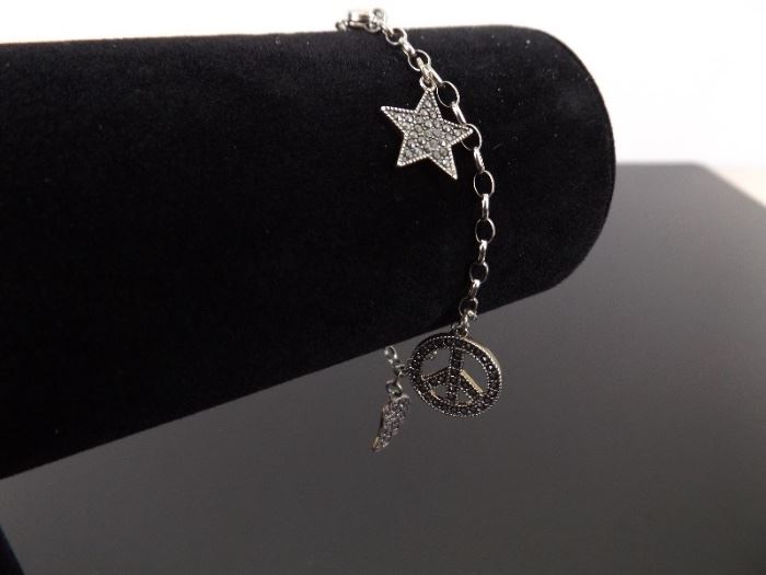 .925 Sterling Silver Art Nouveau Charm Bracelet
