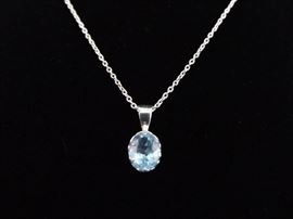 .925 Sterling Silver Faceted Topaz Pendant Necklace