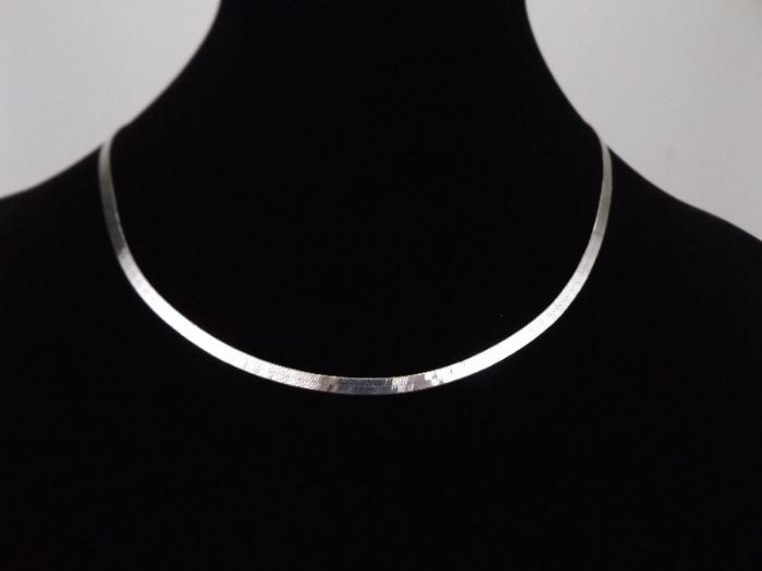 .925 Sterling Silver 4mm Herringbone Necklace
