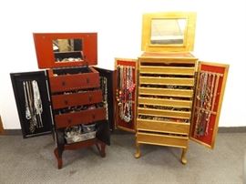 2 PACKED Jewelry Armoires FILLED with Costume Jewelry