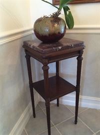 Marble-topped plant stand