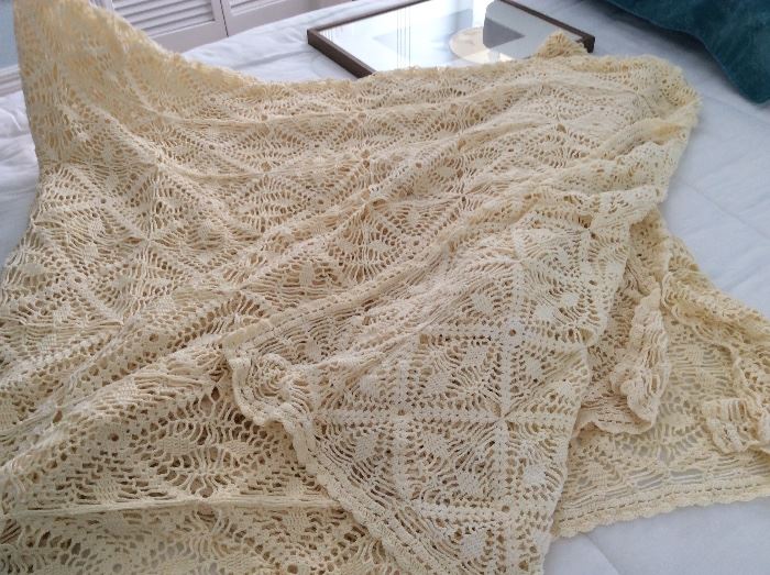 Hand-crocheted queen coverlet