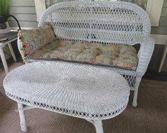 Wicker Settee with Cushion and matching Pillow
Wicker Coffee Table
