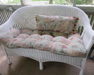 Wicker Settee with Cushion and matching Pillow
