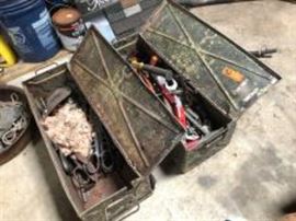 2 Metal 27" L Tool Boxes with Assorted Tools
