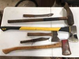 Assorted Knives, Axes and Sledge Hammers