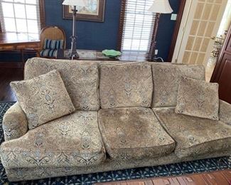 5. Lee Industries 3 Cushion Taupe Chenille Sofa (84" x 44" x 32") 