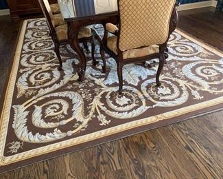 18. Aubusson Brown, Blue and Gold Rug (10' x 13'7") 