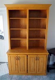 Oak Storage Hutch, 85.5" x 49.5" x 22", With Adjustable Shelves